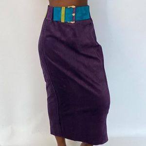 Vintage Suede Pencil Midi Skirt <3